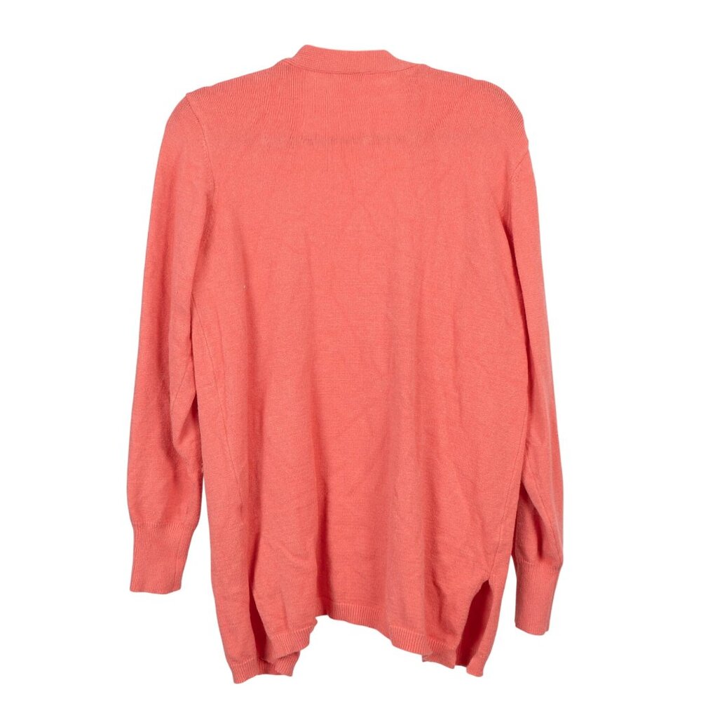 Salmon Cardigan Sweater M Orange Long Pockets Stretch Grammacore Cozy Winter - Picture 6 of 6